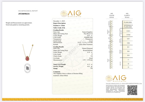 Collier con zaffiro rosa e diamante