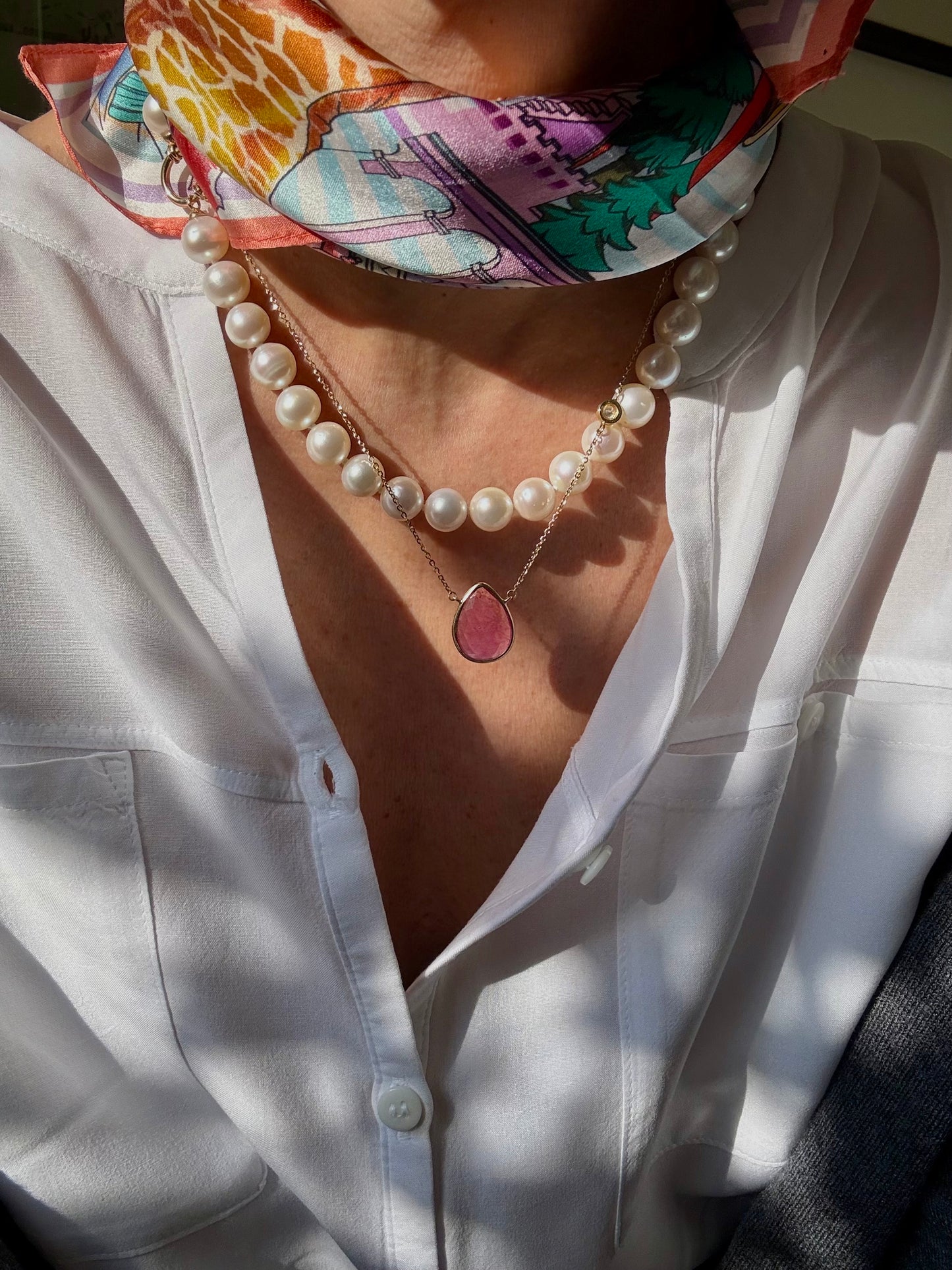 Collier con zaffiro rosa e diamante