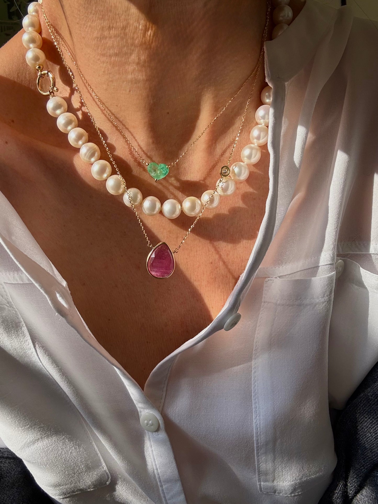 Catenina con smeraldo a cuore 3.28