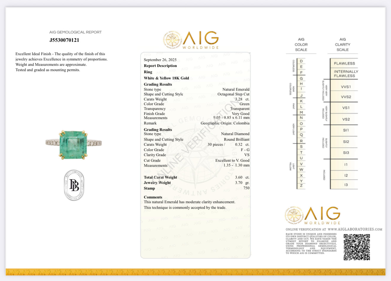 Солитер с изумрудом и бриллиантами