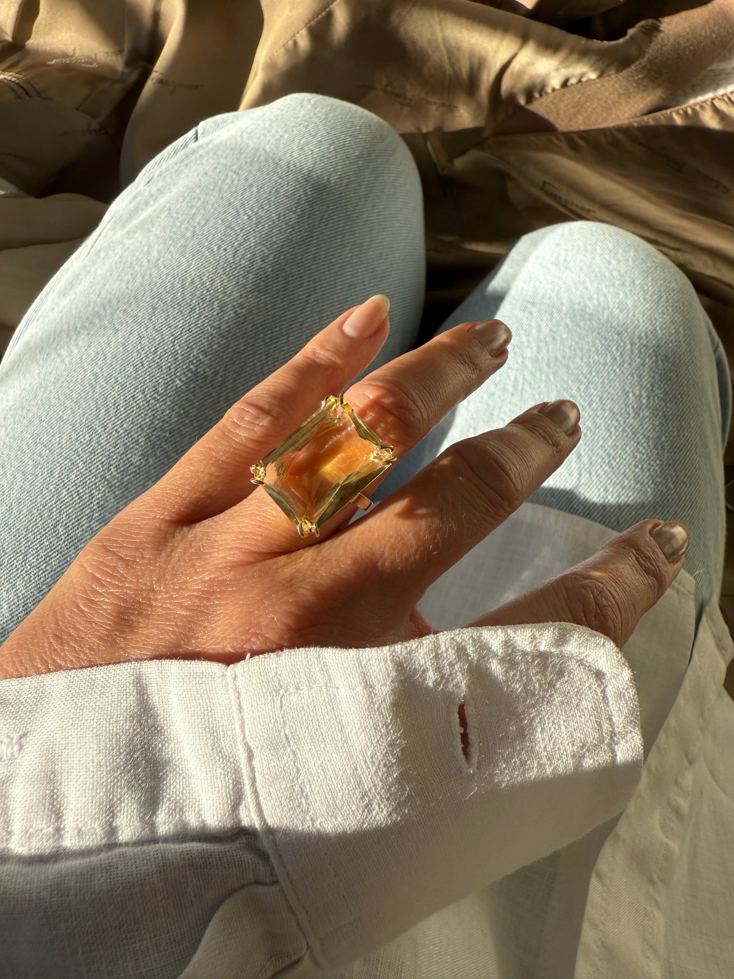 Solitaire with citrine quartz
