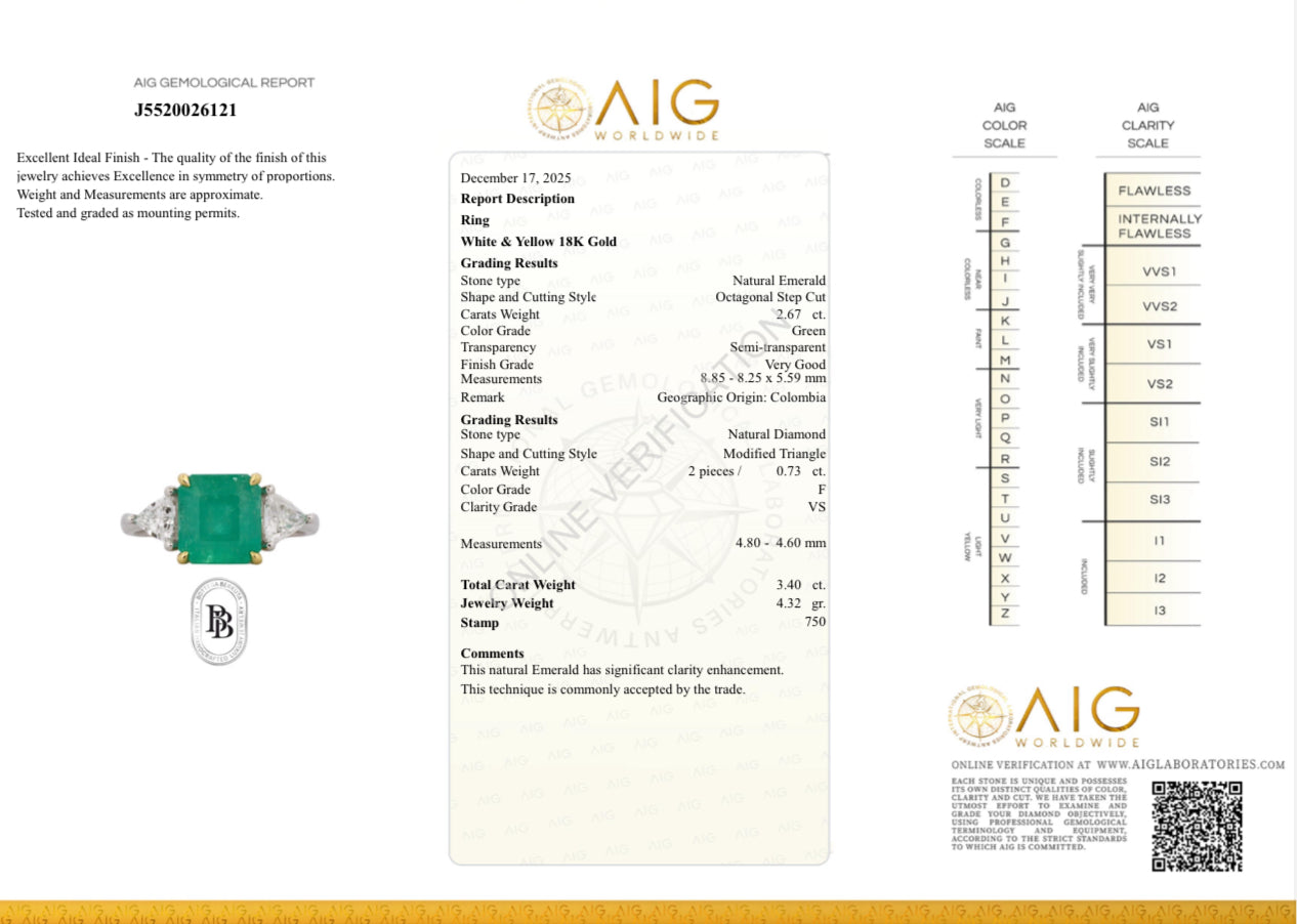 Emerald and diamond ring