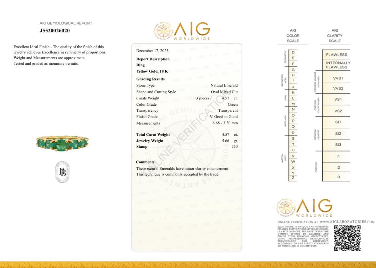 Ривьера из овальных изумрудов