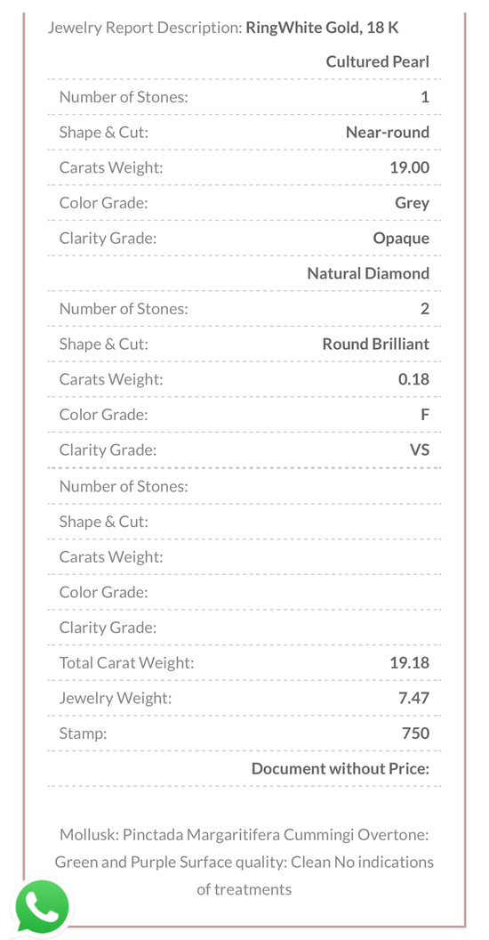 Anello con perla e due brillanti