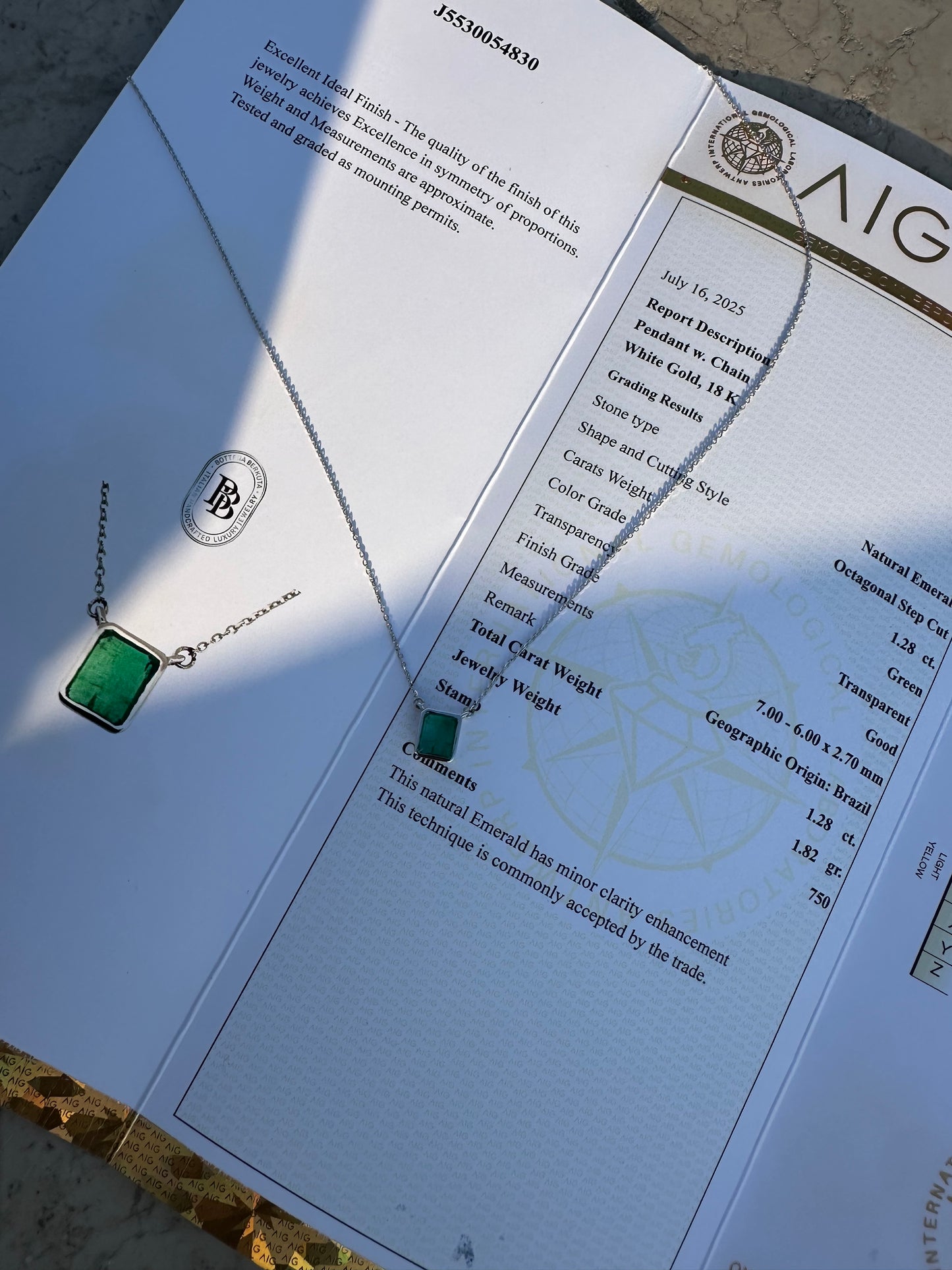 Catenina con smeraldo 1.28