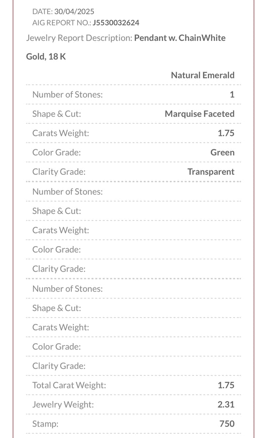 Catenina con smeraldo marquise