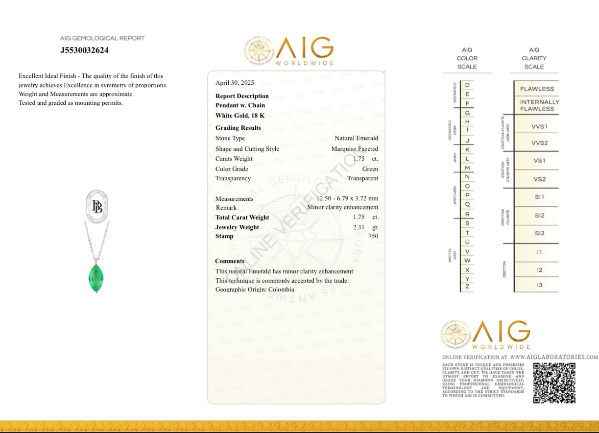 Catenina con smeraldo marquise