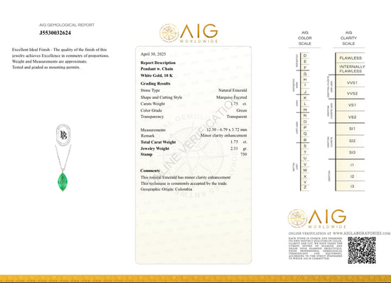 Catenina con smeraldo marquise