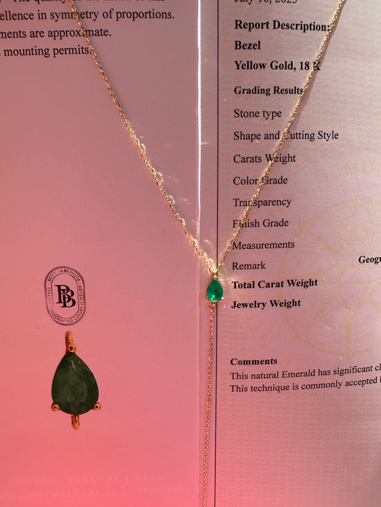 Sautoir in oro con goccia di smeraldo 0.50