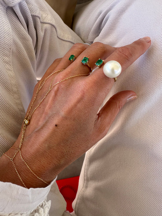 Pearl and emerald ring 0.63