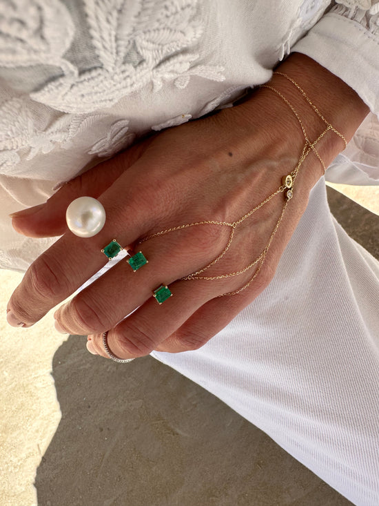 Pearl and emerald ring 0.63