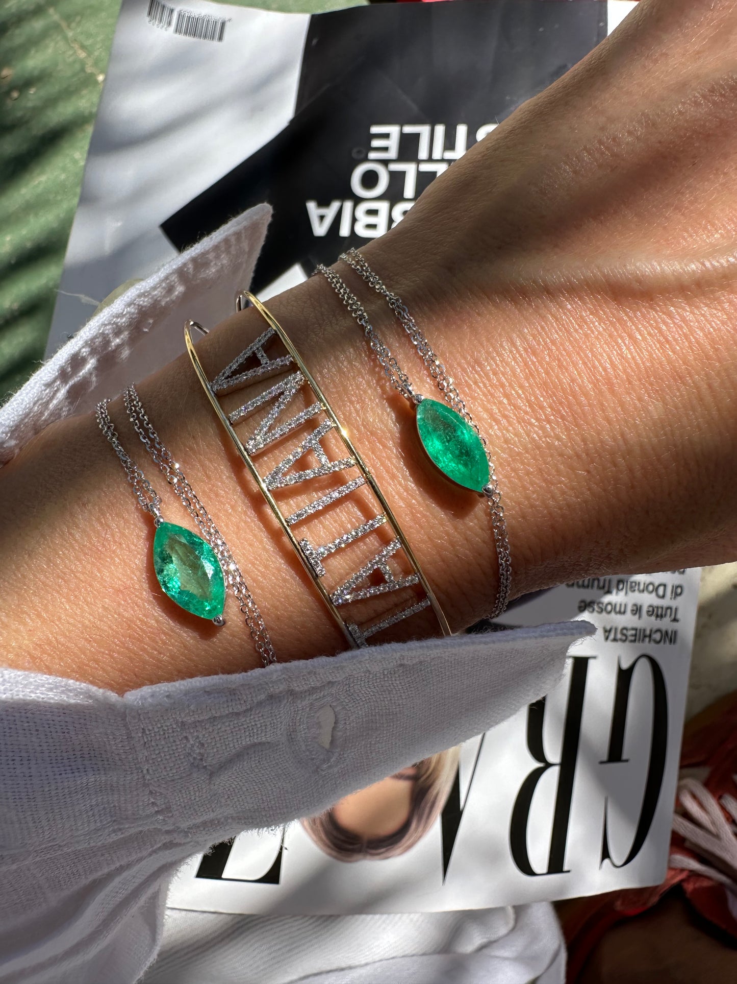 Catenina con smeraldo marquise