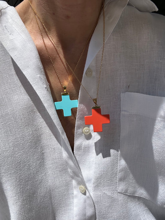 Croce quadrata di pasta di turchese