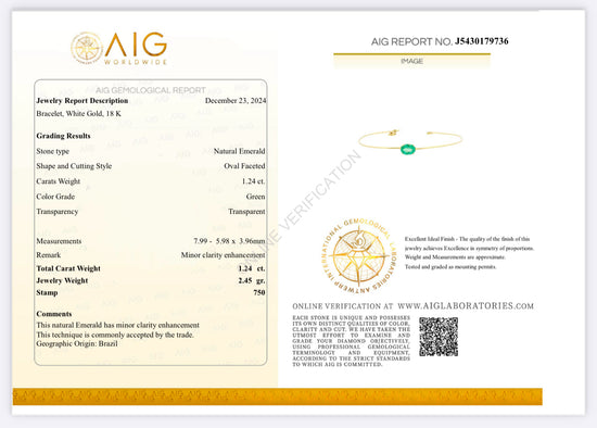 Bracciale rigido con smeraldo ovale 1.24