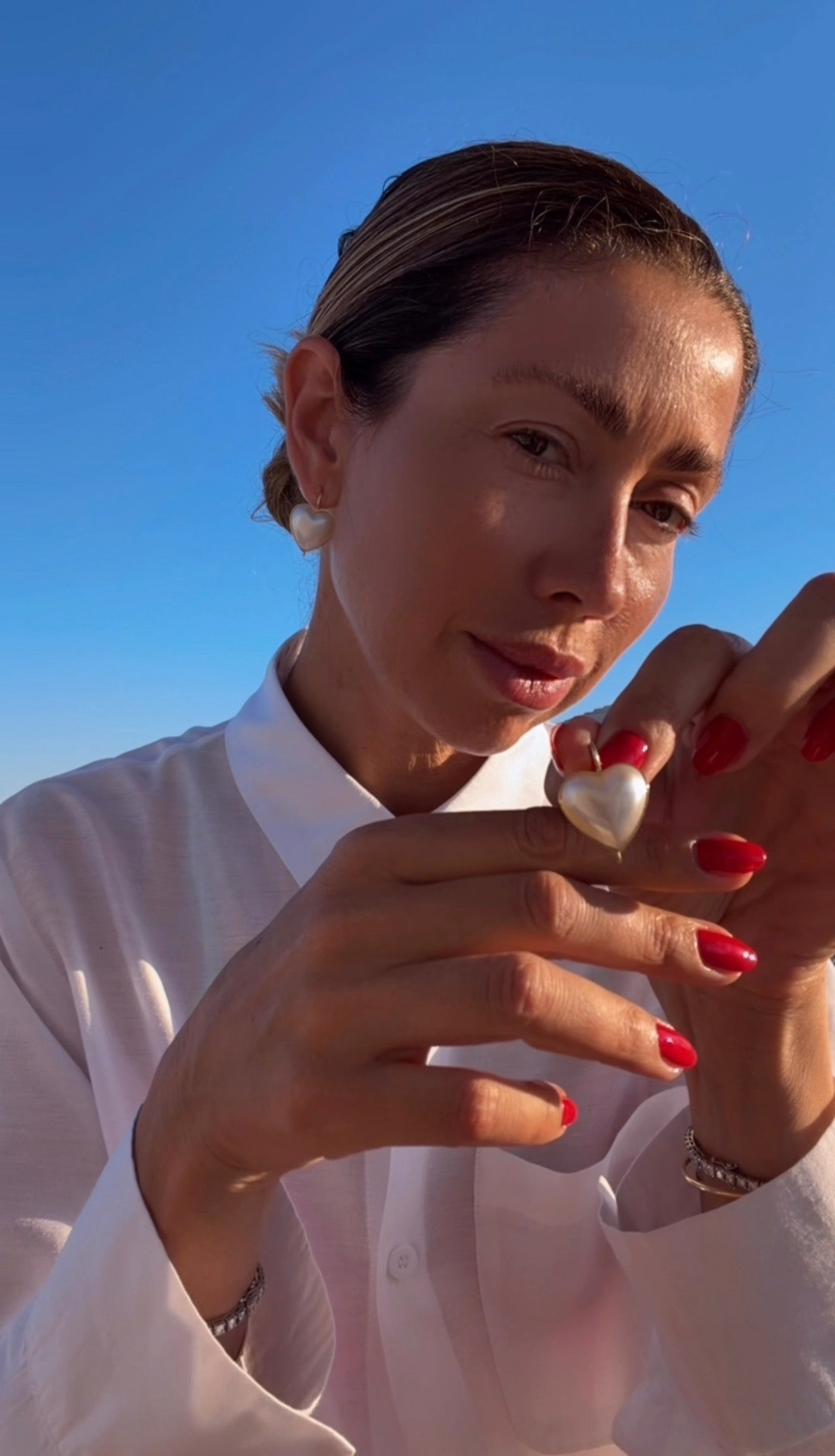 Orecchini con perla mabe a cuore