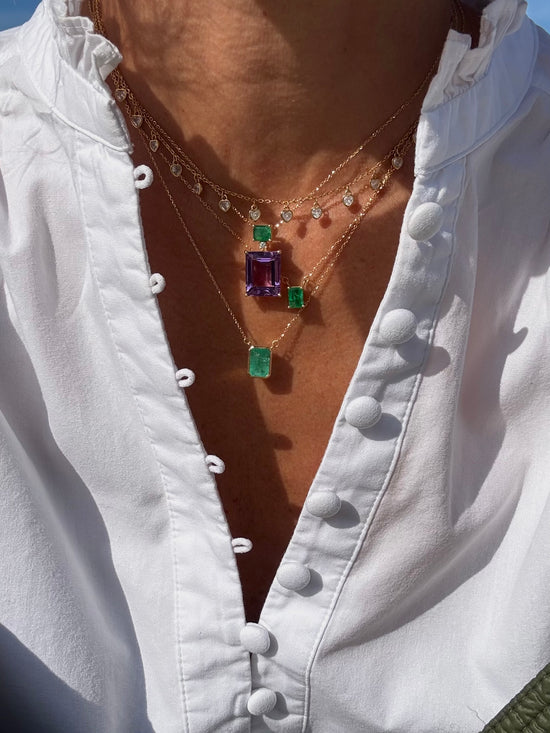 Catenina con pendente smeraldo e ametista