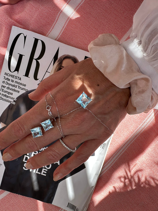 Orecchini in oro con topazio azzurro