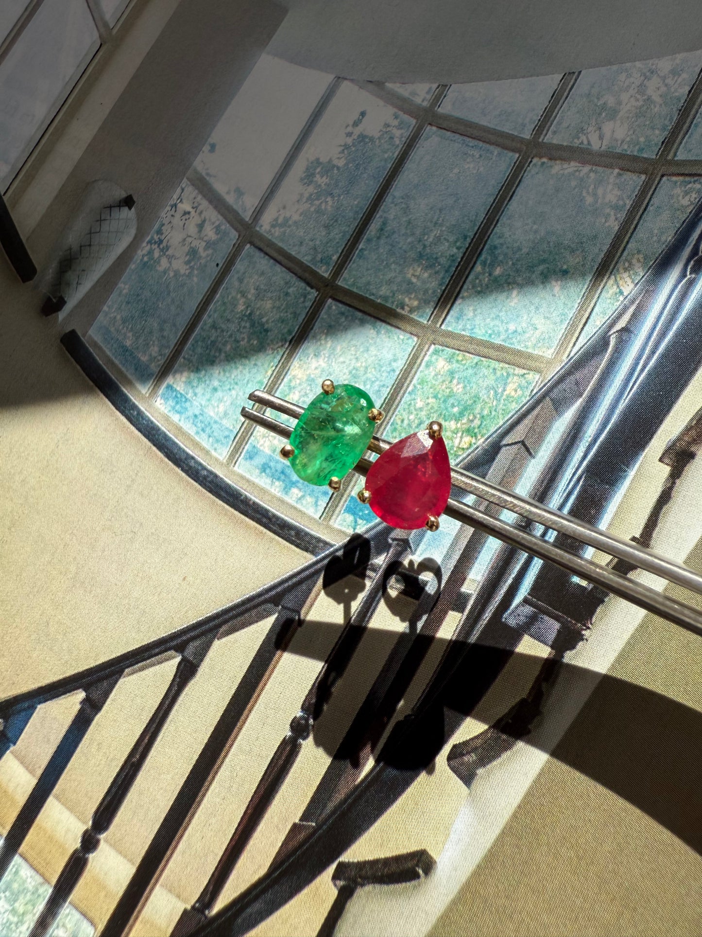 Orecchini smeraldo e rubino