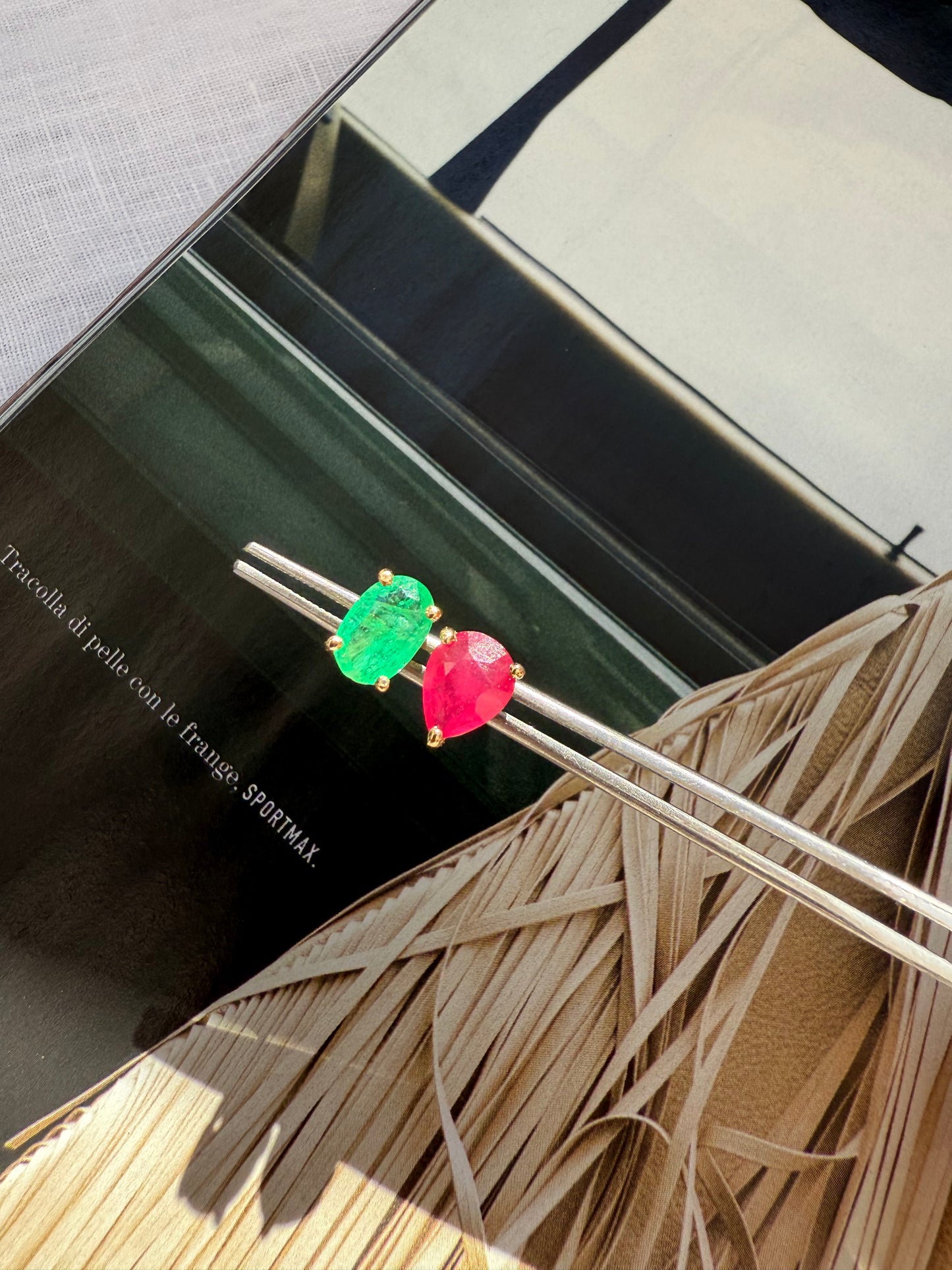 Orecchini smeraldo e rubino