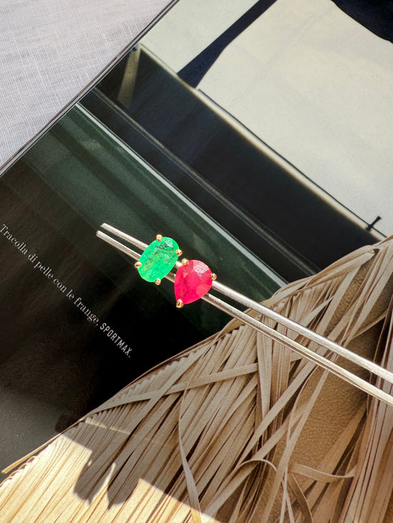 Orecchini smeraldo e rubino