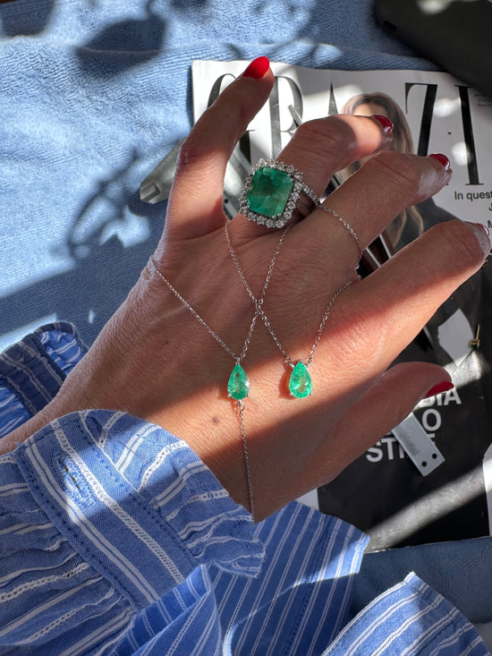 Catenina in oro con goccia di smeraldo 0.75