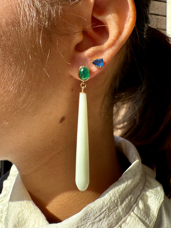 Orecchini smeraldo e agata bianca