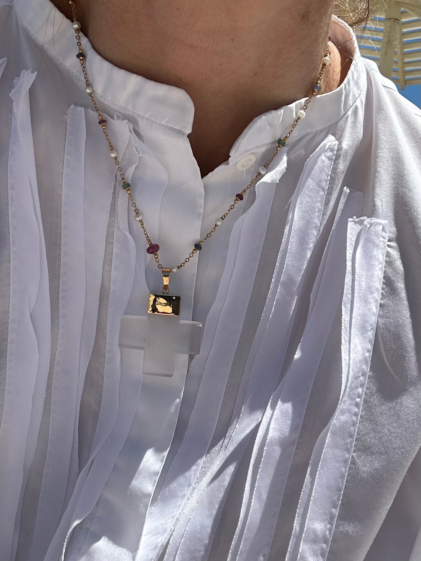 Croce quadrata di cristallo di rocca