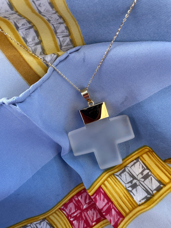 Croce quadrata di cristallo di rocca