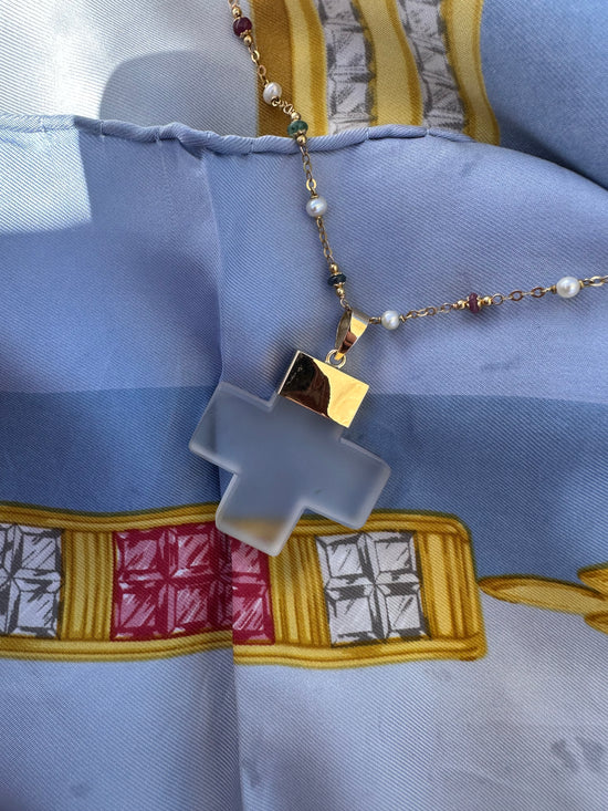 Croce quadrata di cristallo di rocca