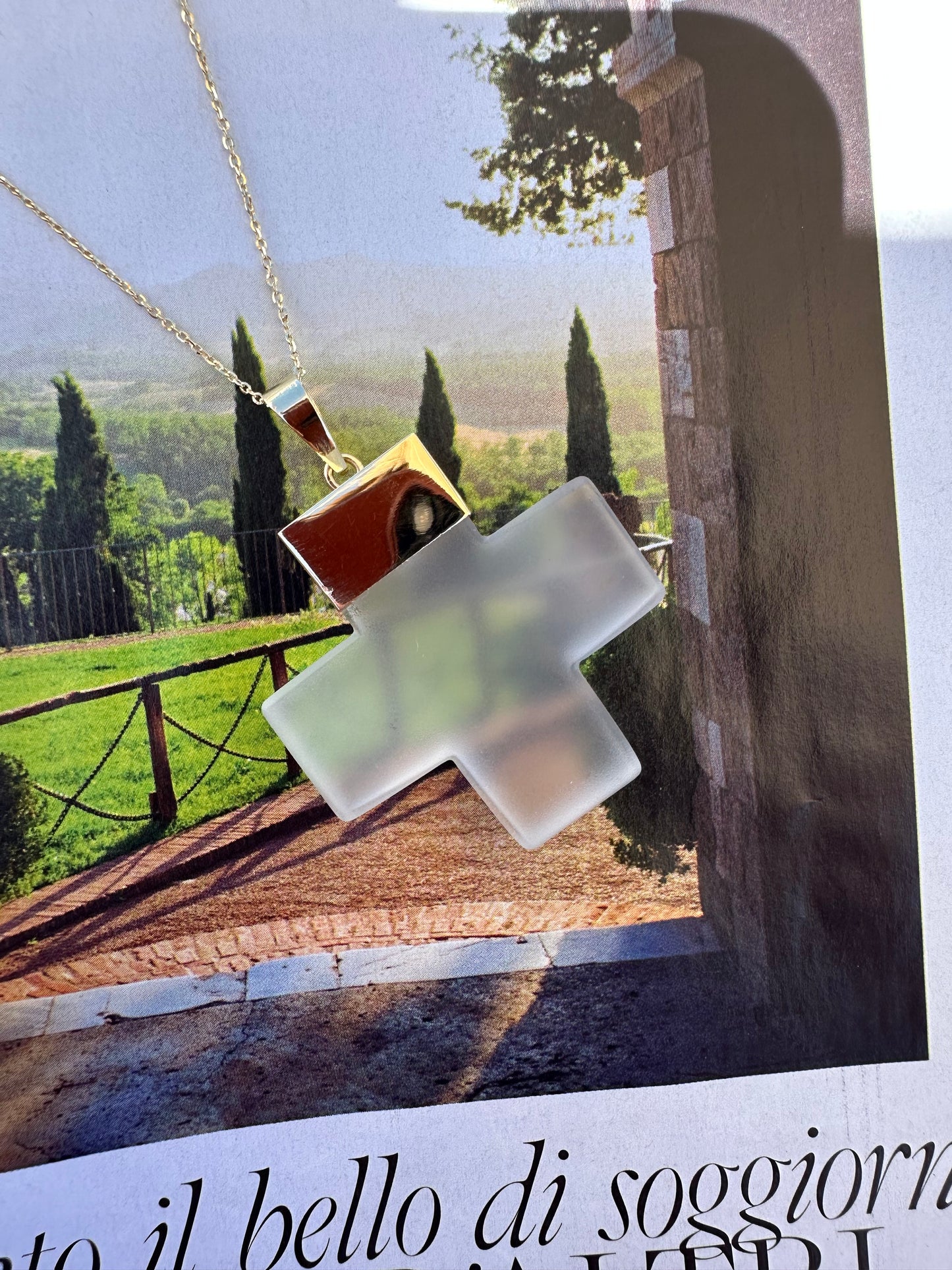 Croce quadrata di cristallo di rocca