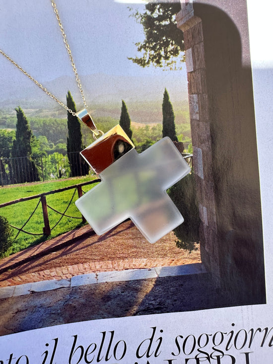 Croce quadrata di cristallo di rocca