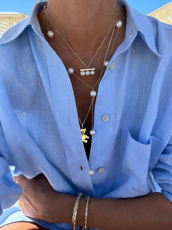 Catenina con pendente di 3 perle giapponesi