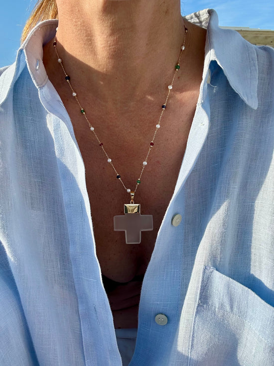 Croce quadrata di cristallo di rocca