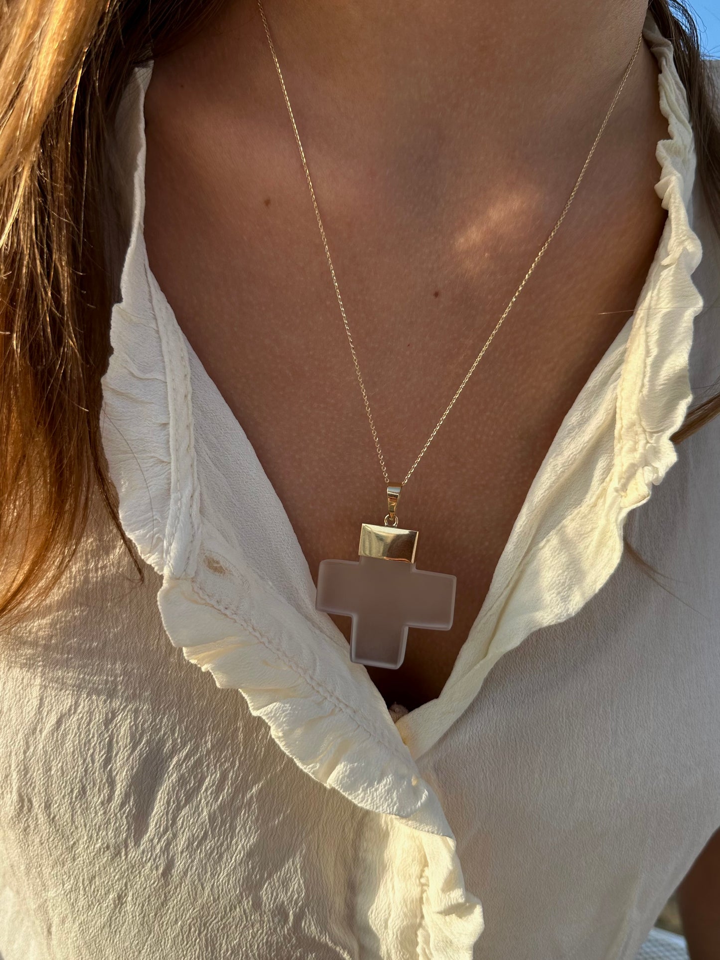 Croce quadrata di cristallo di rocca