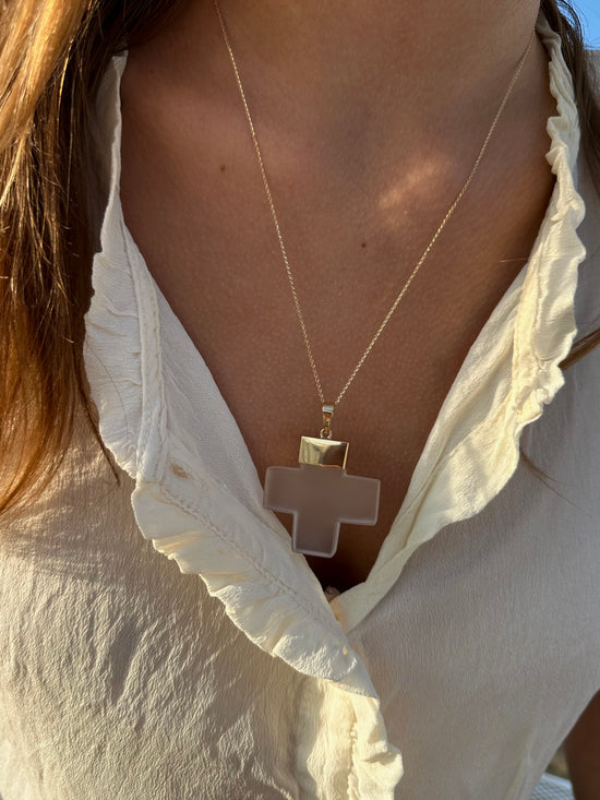 Croce quadrata di cristallo di rocca