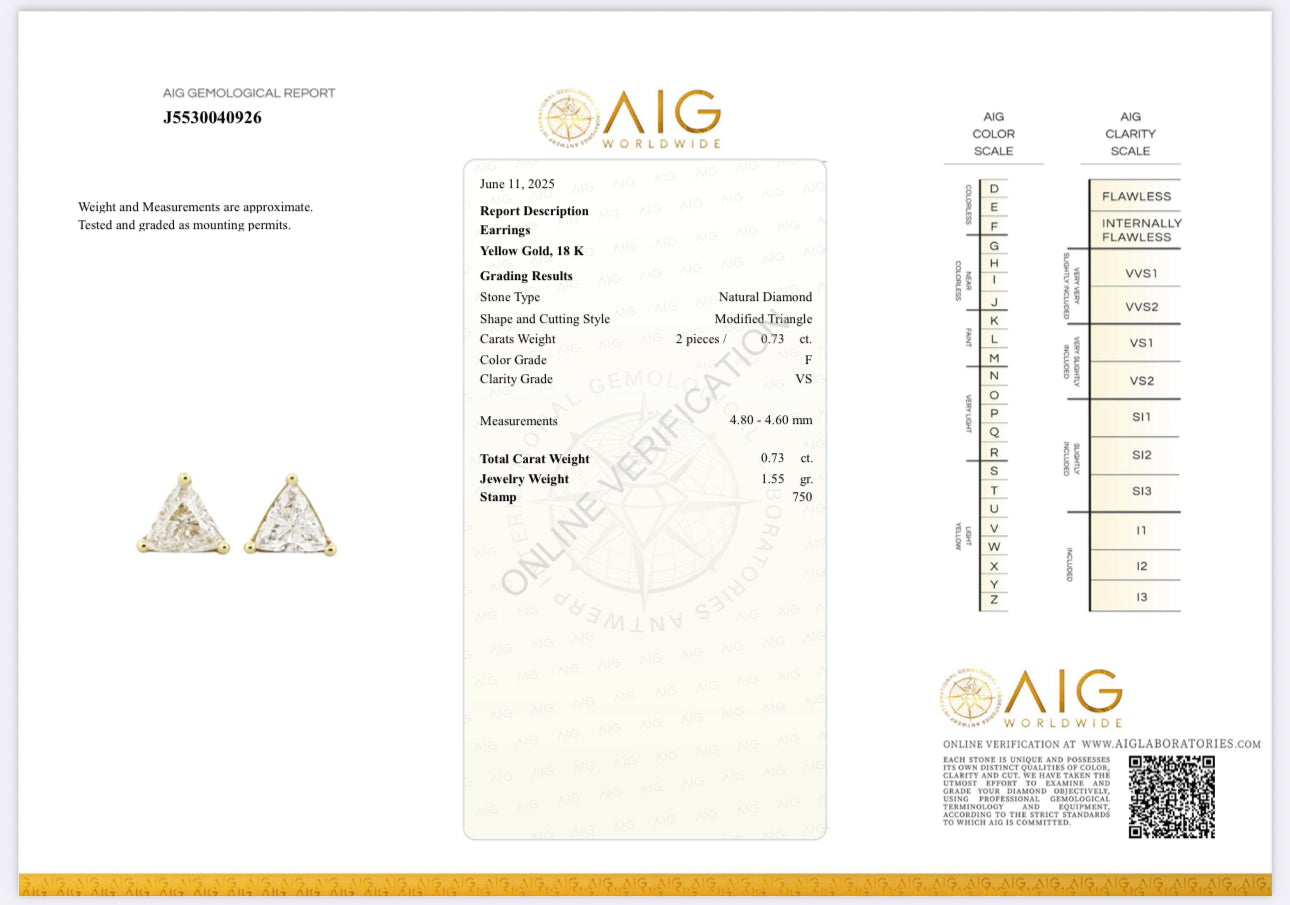 Orecchini con trilliant 0.73