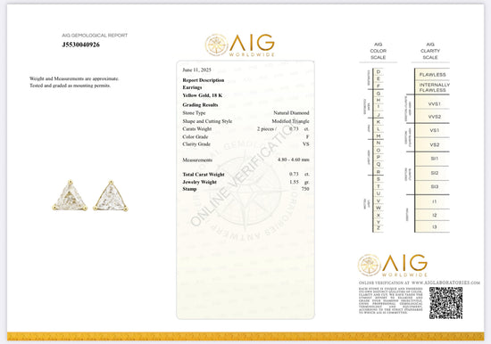 Orecchini con trilliant 0.73