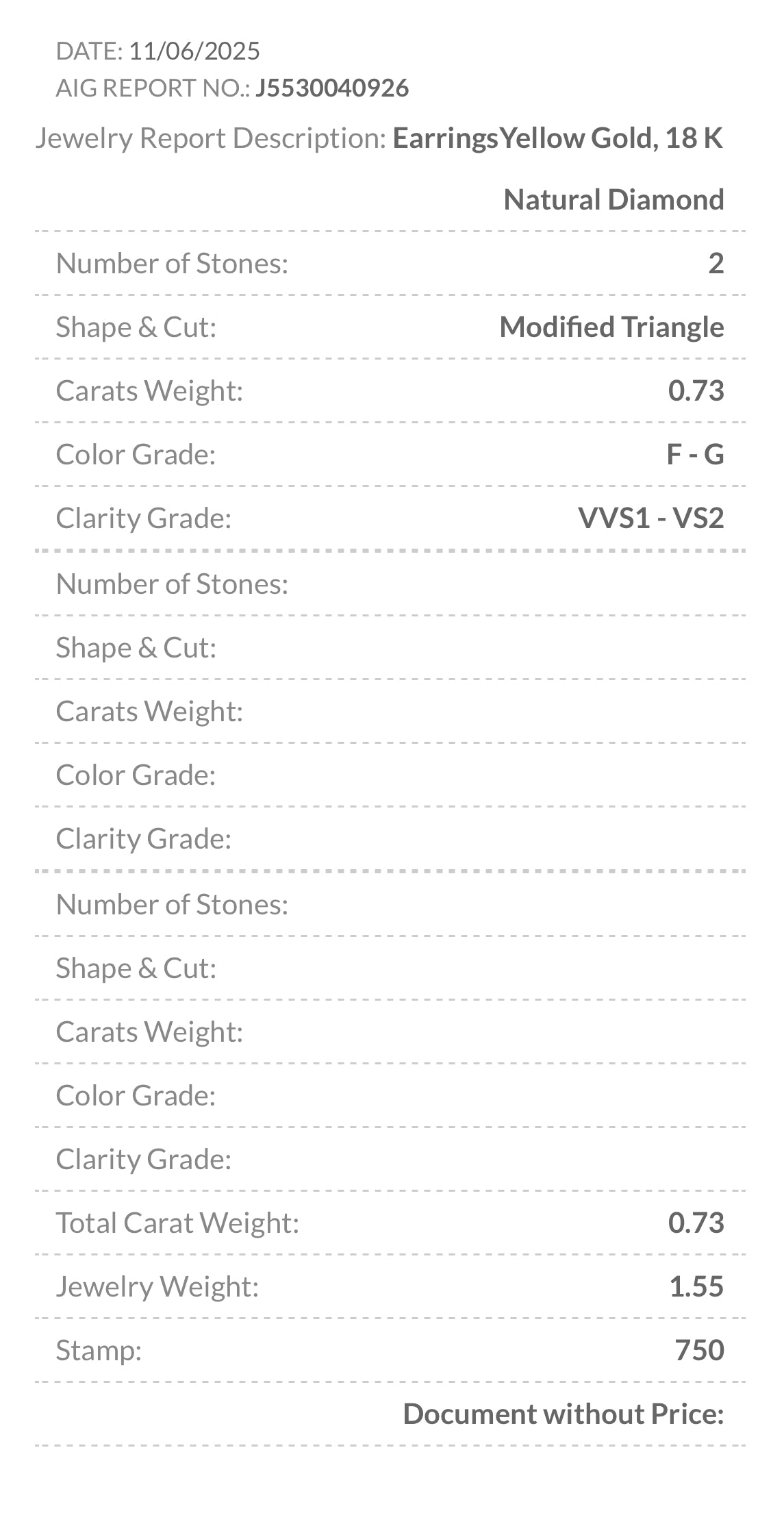 Orecchini con trilliant 0.73