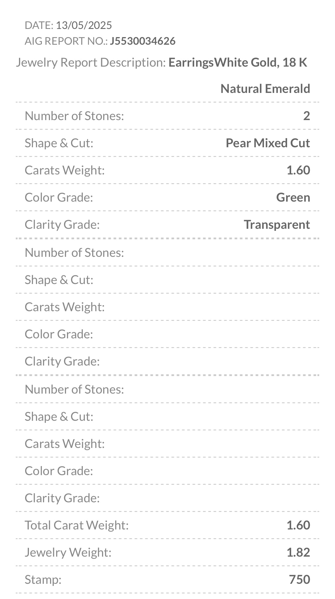 Orecchini in oro con goccine di smeraldo 1.50