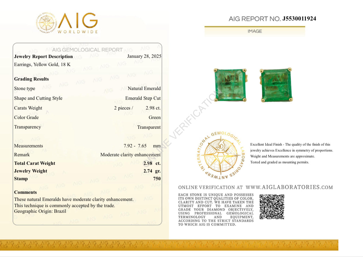 Orecchini smeraldo 2.98