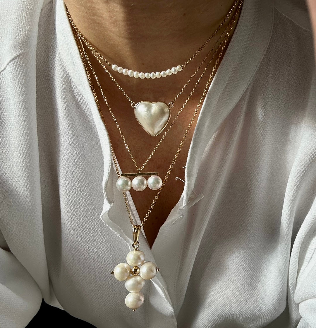 Catenina con perla mabe a cuore
